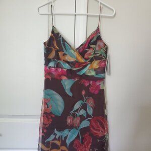 Carmen Marc Valvo Dress Size 4 Tropical brown floral